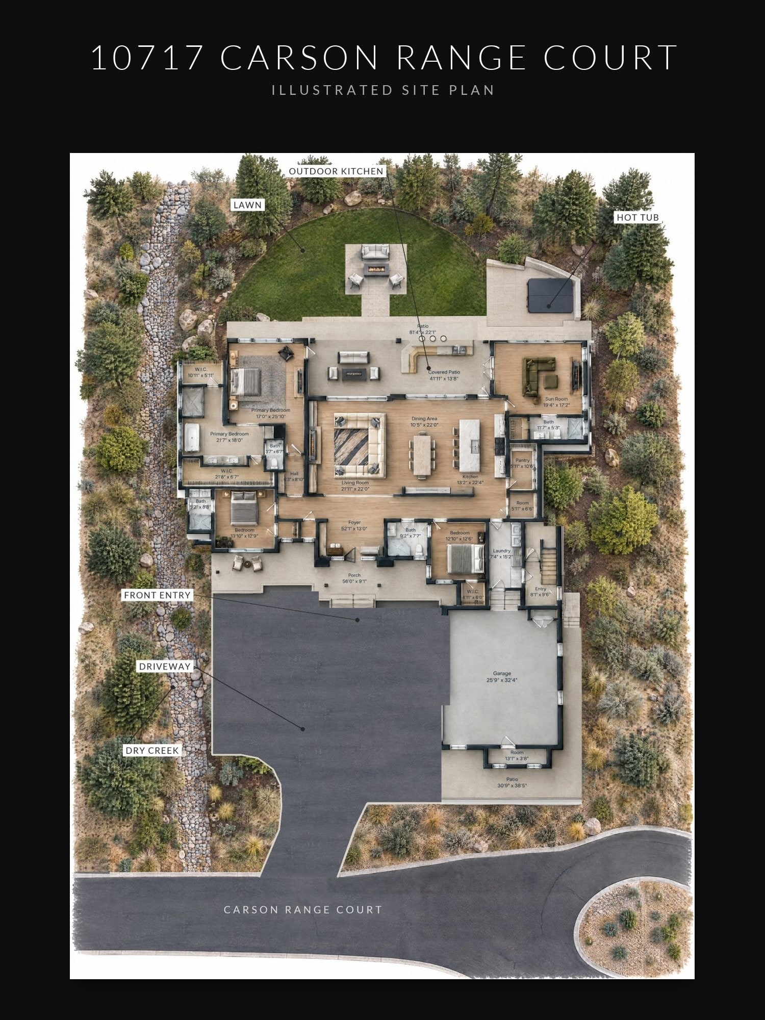 Illustrated site plan of 10717 Carson Range Court by The Visaro