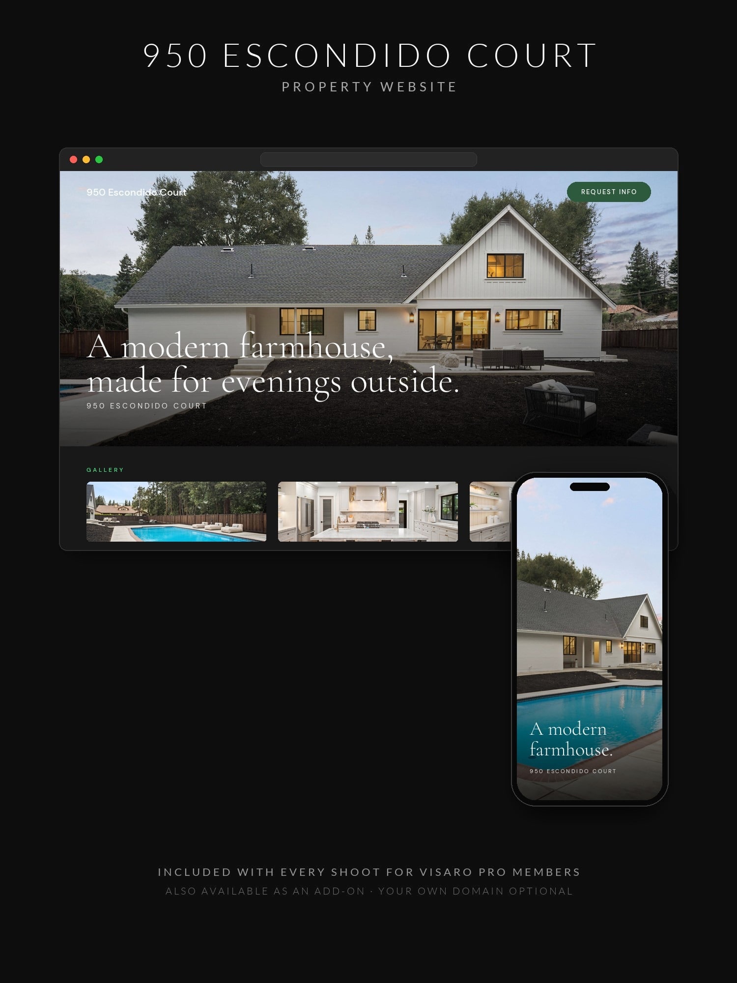 A single-property website by The Visaro, shown on desktop and phone